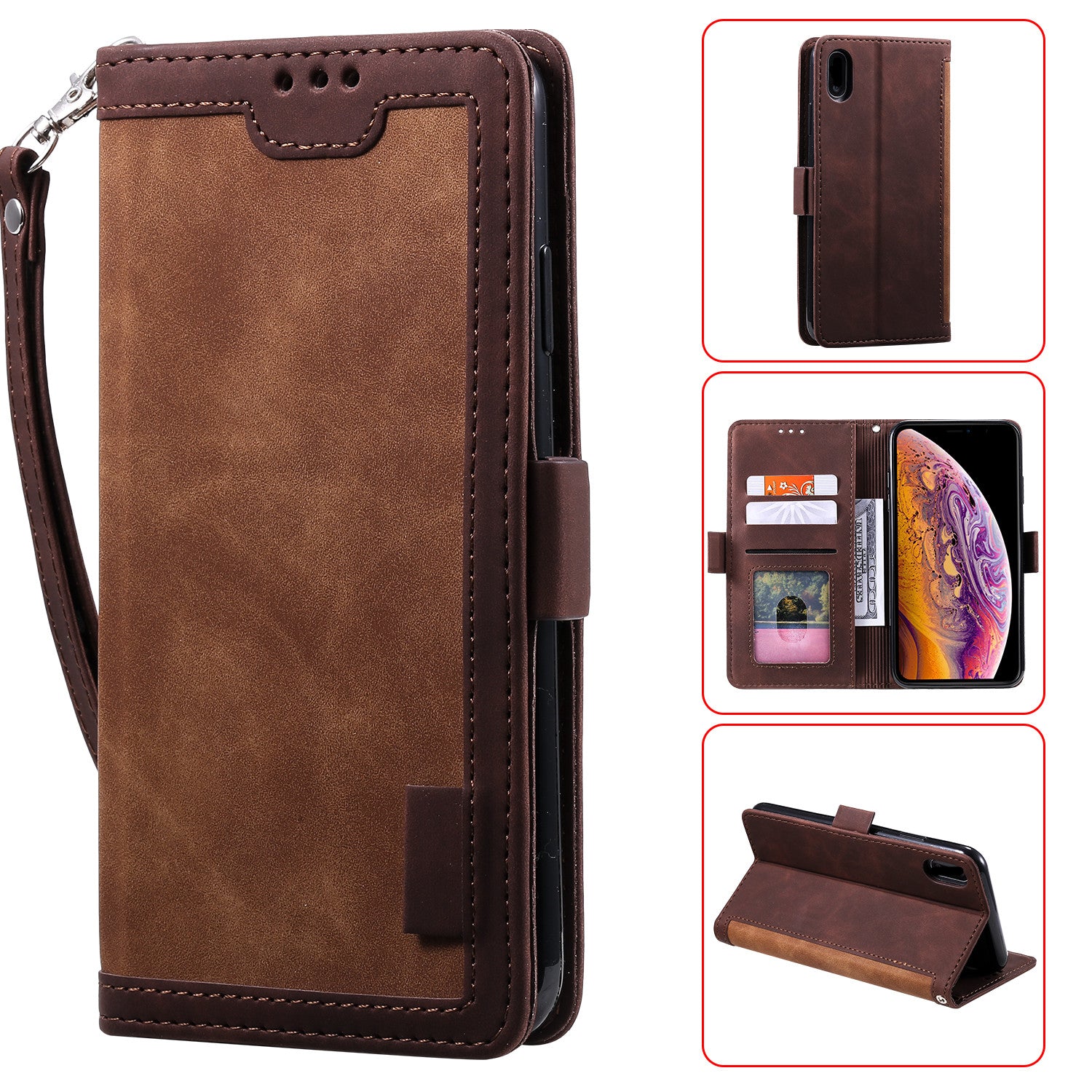 Kožené pouzdro Vintage Splicing Style Wallet Stand pro iPhone XR 6,1 palce Kožené pouzdro Vintage Splicing Style Wallet Stand pro iPhone XR 6,1 palce